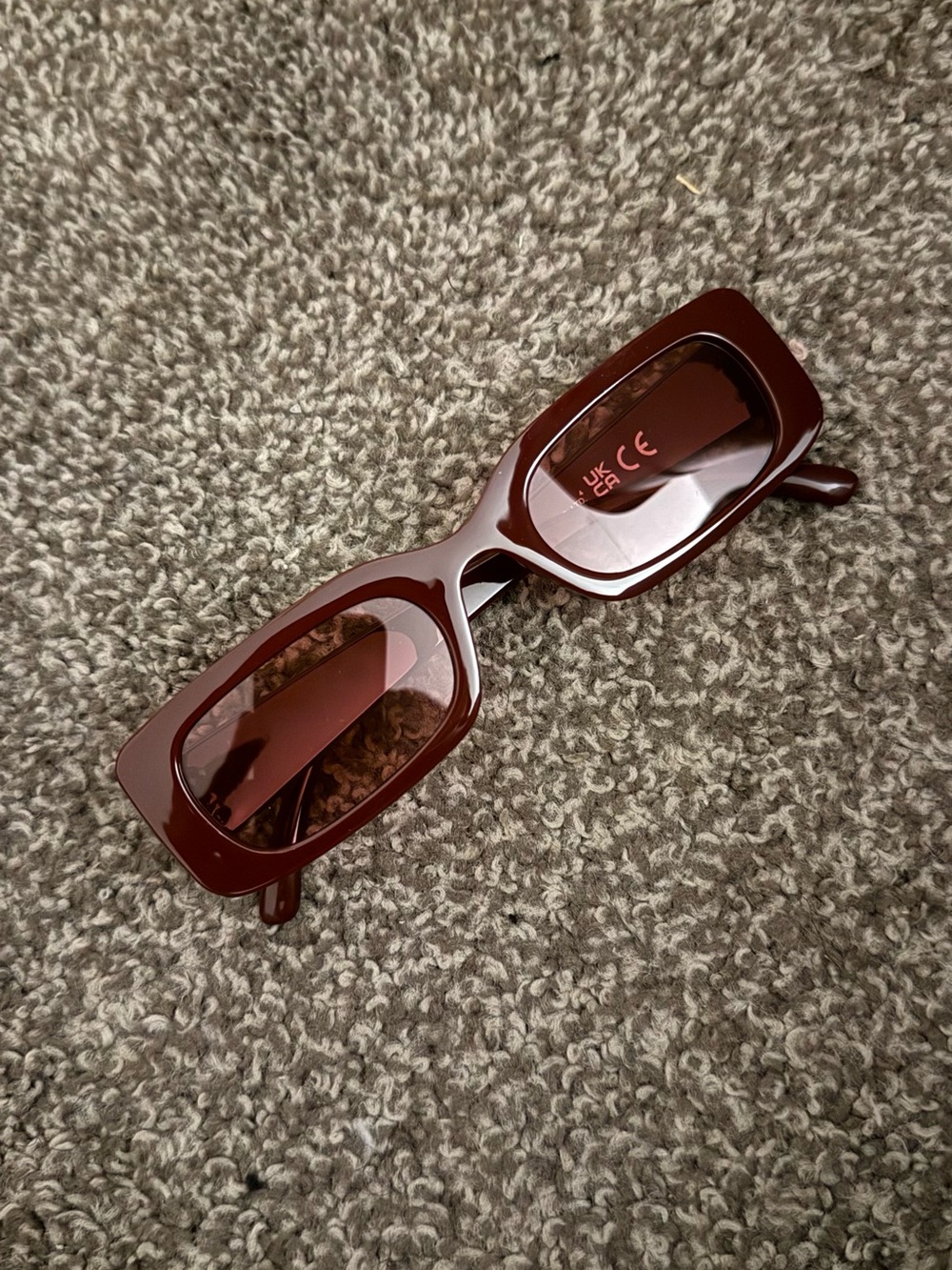 Women’s Rectangular Sunglasses in Deep Burgundy